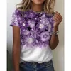 Korte mouwen van ontwerpers verkopen goed Zomerpatroon Digitaal bedrukt Mouwloos T-shirt met ronde hals en ronde hals voor dames 9re3
