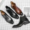Bodysuits Men Classic Boots Pu Crocodile Pattern Square Toe Wear Fashion Versatile Business Casual Street Party Daily Dress Shoes
