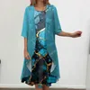 Sukienki swobodne szyfonowy kurtka elegancka kwiecista nadruk damska sukienka z nieregularnym rąbkiem formalna długość kolana midi