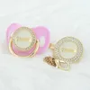 Miyocar personnalisé Gold Pearl Couleur Bling Pacificier et Pacificier Clip BPA Free Dummy Bling Unique Gift Baby Shower PS-1 240322