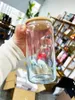 ABD Depo BPA Ücretsiz Boş Süblimasyon 16oz Fantezi Okyanus Denizkızı Tail Ombre Renk Kristal Cam Buzlu Soda Kahvesi ve Vinil Çıkartmalar için Clear/Bambu Kapakları ile