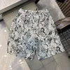 Men's Shorts Design Sense Floral Denim Fashionable All-Match Loose Blue And White Porcelain Cropped Pants Casual