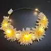 Flashing Hair Braid Decorative Flowers Luminous Garland Tourist Attractions Forest Girl Rattan Rose Headwear Led Headband Party Band D Otptz