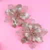 Decorative Flowers 12 Pcs Artificial Decor Decoration Christmas Glitter Poinsettia Tree Hanging Pendant