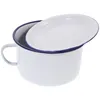 Servis uppsättningar emaljen Instant Noodle Bowl Retro EmAMELWARE ROINELTLATS STÅL Mixing Bowls Kitchen Tablar Bestick Creative Ramen Emameled Student