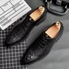 Dress Shoes British Pointed Black Crocodile Pattern For Men Designer Wedding Homecoming Business Flats Footwear