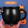 Tazas Trípode Caldera Taza Cerámica Café Agua Beber Regalo de Halloween Leche Bruja Caldero