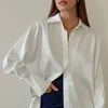 Blouses pour femmes Automne Lâche Casual Satin Femmes Blouse Mode Soie Bureau Dame Chemise Blanche À Manches Longues Solide Tops Vêtements Élégants 28697