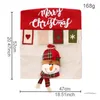 Chair Covers Christmas Back Cover 3D Santa Snowman Elk Slipcovers For Dining Room Holiday Party Decorations