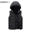 Winter Sleeveless Mens Jacket Men Down Vest Warm Thick Hooded Coats Male Cottonpadded Work Waistcoat Gilet Homme 6Xl