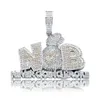 Hanger Kettingen Hip Hop CZ Steen Verharde Bling Iced Out NB Dollar Geldzak Hangers Ketting Voor Mannen Rapper sieraden Drop