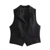 Vrouwen Vesten Vrouwen Mode Lente Zwart Single-breasted Pak Kraag Vest Mouwloos Chic Vrouwelijke Slanke Vest Jassen Mujer