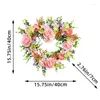 Decorative Flowers Rose Wreath Artificial Flower Blossom Garlands Floral Wedding Decor Pink