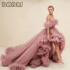 Vestidos casuais DMDRS |Vestido de baile de tule alto e baixo com babados no ombro, baile longo de princesa para Poshoot