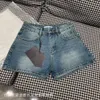 Nanyou High Quality 2023 Summer New P Jias back pocket triangle logo versatile high waisted denim shorts for womens fashion