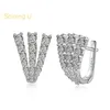 Hoop Earrings Shining U S925 Silver 3 Rows Zircon Gems For Women Fine Jewelry Anniversary