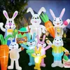 Easter Bunny Inflatable Decorations Blow Up Easter Colorful Eggs Build-in LED DIY Garden Yard Lawn Indoor Outdoor Party Decor 240322