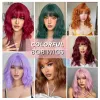 Perruques courtes bob perruques synthétiques avec une frange verte curly women perruques coloré halloween cosplay fête coiffure perruques résistantes à la chaleur fibres