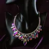Цепочки с разноцветными кристаллами и геометрическим колье-колье, ожерелье для танца живота для женщин, шоу на сцене, блестящий воротник со стразами, эффектные ювелирные изделия