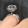 Solitaire 8mm anel de diamante 925 prata esterlina jóias coração amor noivado anéis de banda de casamento para mulheres acessório de festa de noiva 240402