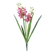 Decorative Flowers 2 Forks Orchid Artficial Flower Real Touch Cymbidium Bouquet With Fake Leaves Wedding Home Chritmas Garden Decoration