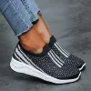 Scarpe pianeggianti per donne 2024 Sneaker da maglieria di strass primaverile Sneaker traspirante su moca