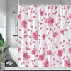 Cortinas de chuveiro azul floral aquarela flores plantas moderno e minimalista poliéster tecido decoração do banheiro cortina banho com ganchos