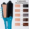 Hair Dryers Hair Straightener 3D Image Hair Imprinting Iron with 5 Different Plates 3D Embossing Iron Straightener Electric Hair Crimper 240401