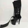 Tanzschuhe 8 Zoll High Heel Stiefel für Frauen 20 cm High-Heels Schnürung Modell Zehen mittelbeinige All-Match-Plattform Sexy Requisiten