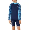 Pakken Kids Boys QuickDry 3 -delige uitslag Guard Zwemmen Badpak Zwemtoppen met lange mouwen met hoed Elastische tailleband Trunks Swimsuit