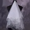 Voiles de mariée Voile de mariage à 1 niveau pour les mariées longueur de taille courte accessoires de cheveux en tulle