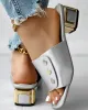Sandalen Frauen Schuhe täglich Tragen offener Zi -Haus tragen mit niedrigem Fersen -Farbblock -Quadrat -Zehen klobig mit Abgenauen Sandalen