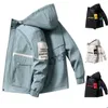 Herenjassen Lente- en herfstkleding Herenjas Uitloper Gewatteerde jas met capuchon Slanke parka Hiphop Mode Gedrukt Drop Delivery-kleding Dhx9T