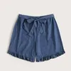 Plus Size Summer Loose Casual Short Elastic Tie Bowknot Wide Len Laceup Beach Kvinnlig stor shorts 5xl 6xl 7xl 240322