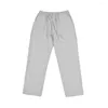 Men's Pants Trousers For Men Elastic Waist Cotton Linen With Pockets Travel Beach School