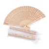 50 piezas de 50 piezas de madera personalizada Fan de madera plegable Fan de la boda Fanks Cumpleaños de la fiesta de la fiesta del bebé personalizado para invitado