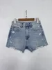 Kvinnor Solid Color Denim Shorts Summer Casual High midje Zipper Fly Kvinnlig mode Frayed AllMatch 240402