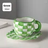 Mugs Handmålade checkerboard kaffekopp och underglasyr keramisk personlig tepå