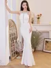 Party Dresses ofallsis White Diamonds Halter Neck Birthday Fishtail Dress 2024 Summer Sexig High End Light Luxury Work Clothes Host