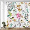 Shower Curtains Chinese Style Birds Animals Plant Leaves Asian Watercolor Print Bath Curtain Set Polyester Fabric Bathroom Decor