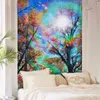 Tapisserier Färgglada träd Tapestry Forest Bohemian Sunset Wall Hanging For Room