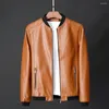 Men's Jackets Men Coat Windproof Faux Leather Motorcycle Jacket With Stand Collar Zipper Closure Stylish Fall Winter For