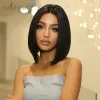 Wigs EASIHAIR Short Straight Black Bob Synthetic Wigs Natural Middle Part Hairs Wig for Women Daily Cosplay Party Heat Resistant