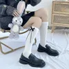 Women Socks Japanese Lolita Calf Sweet Princess Ribbon Soft Sister Bowknot Solid Color Mid Tube Cosplay