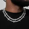 Naszyjniki wiszące gorące sprzedaż Bling Trendy Charm Choker Hip Hop Biżuteria Mikro utwardzony CZ Spik Kształt Wisiant 5 mm łańcuch tenisowy dla kobiet Mężczyźni Q240402