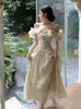 Casual Kleider Frankreich Elegante Schlanke Rüschen Midi Sommer Prinzessin Abend Party Prom Kleid Frauen Mode Off Schulter A-linie Vastidos