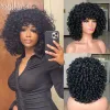 Wigs Red Curly Wig With Bangs For Black Women Short Afro Kinky Curly Wig Synthetic Natural Glueless Ombre Blonde Brown Cosplay Wig