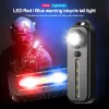 LED REDおよびBlue Shoulder Police Light with Clip USB充電式懐中電灯警告安全トーチバイクワーンランタン