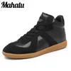 Sapatos casuais masculinos genuínos lether moda cor sólida plana lazer rendas altas masculinas confortáveis zapatillas hombre