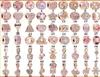 Bracelet de style perles en argent sterling S925 or rose pour femme, clip de fixation, couronne œil de chat, pendentif en forme de cœur, ample, bead4194955